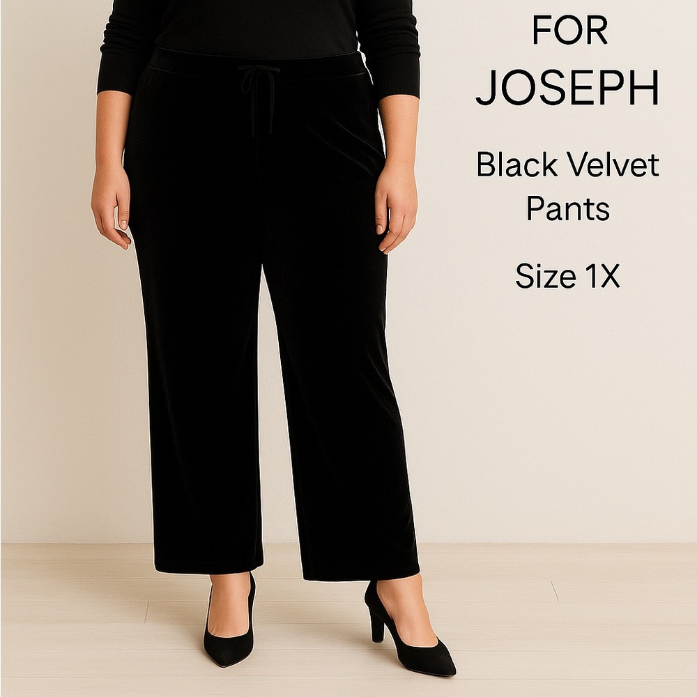 Joseph Elegant Black Velvet Wide Leg Pants